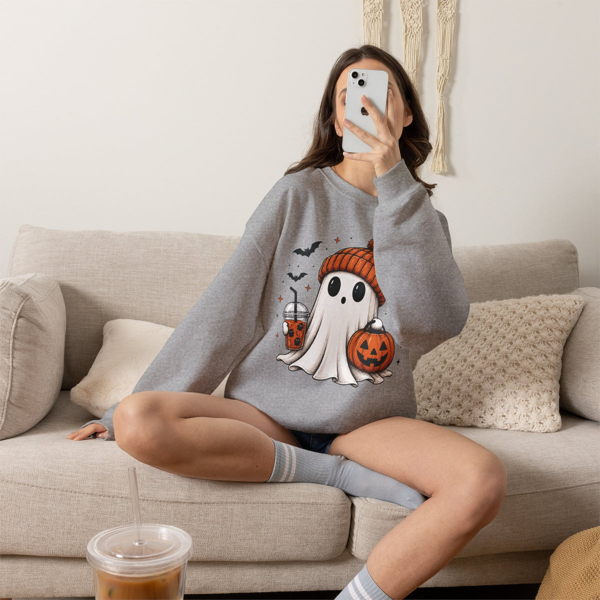 Cozy Ghost & Pumpkin Sweatshirt