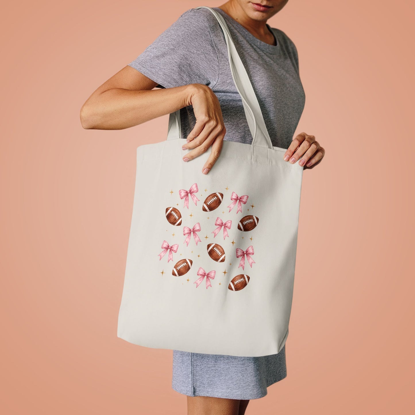 Football & Pink Bows Tote Bag