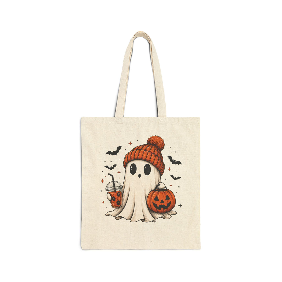 Cozy Ghost & Pumpkin Tote Bag