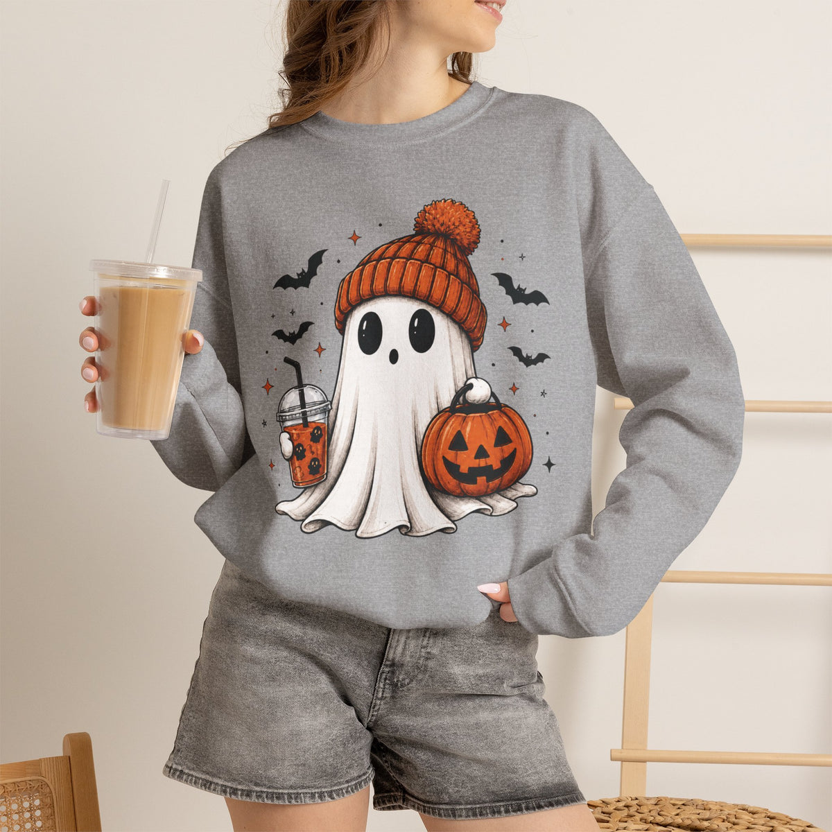 Cozy Ghost & Pumpkin Sweatshirt