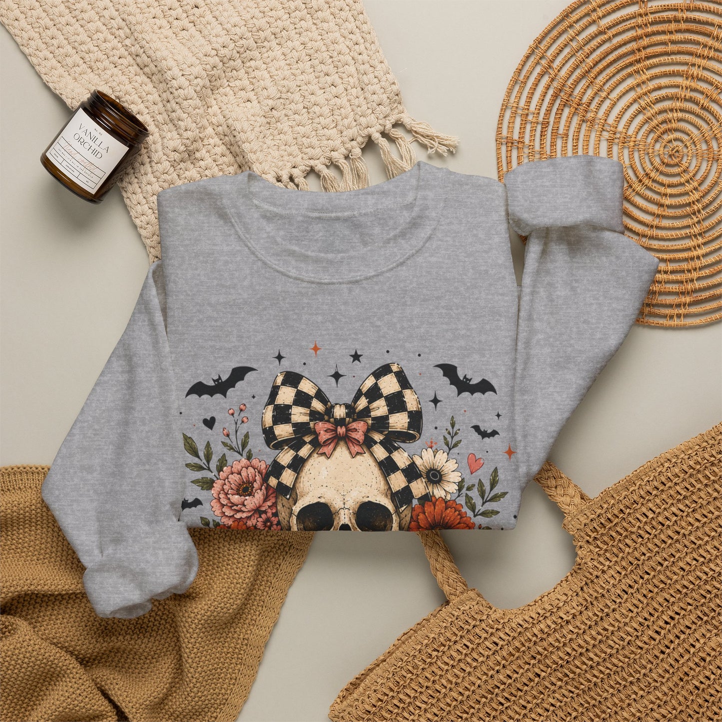 Floral Skull & Pumpkin Sweatshirt