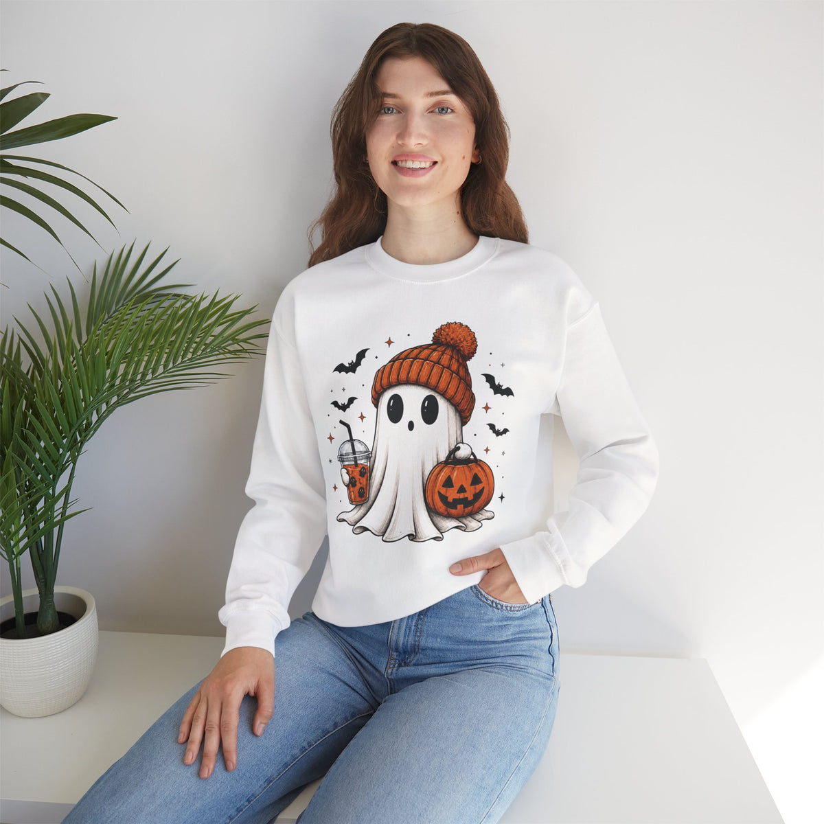 Cozy Ghost & Pumpkin Sweatshirt