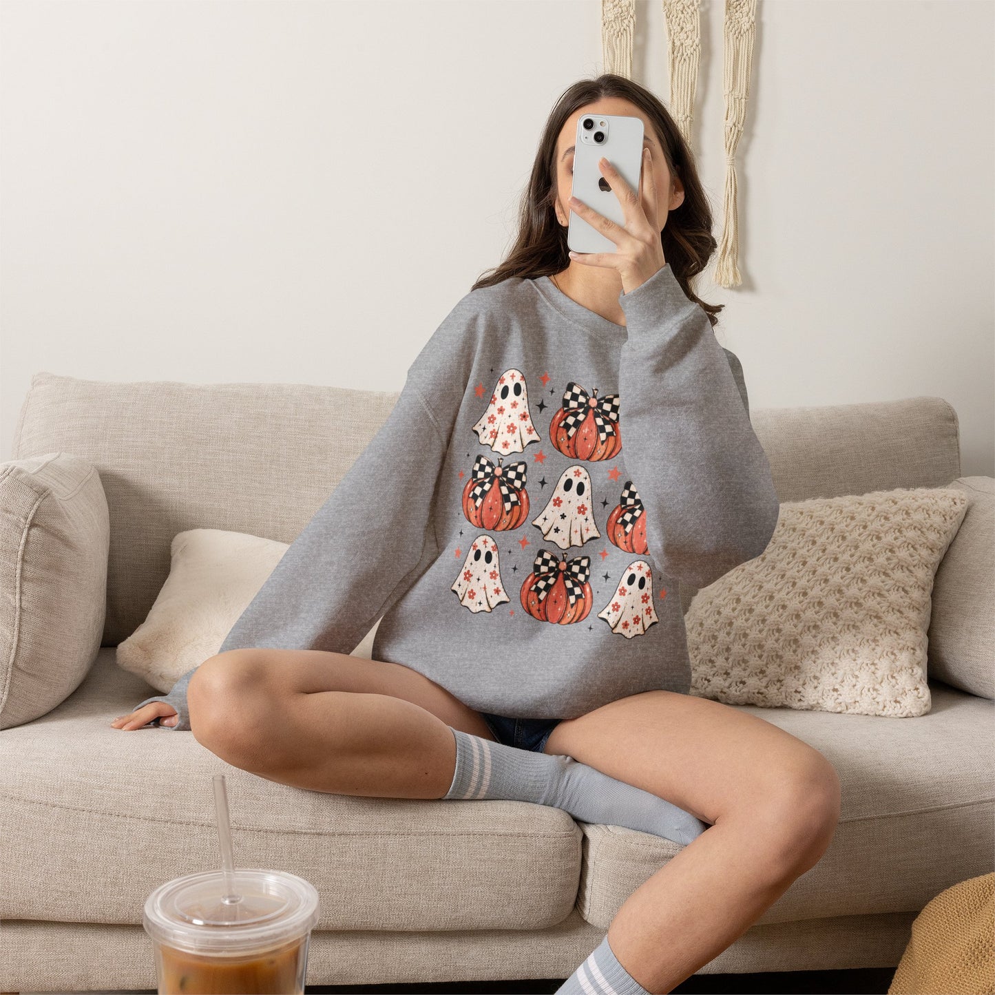 Spooky Ghost & Pumpkin Sweatshirt