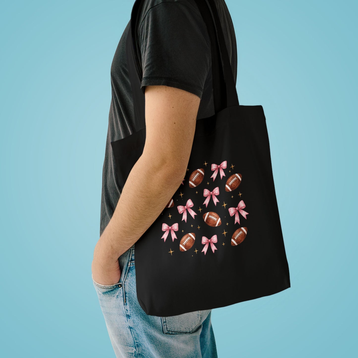 Football & Pink Bows Tote Bag