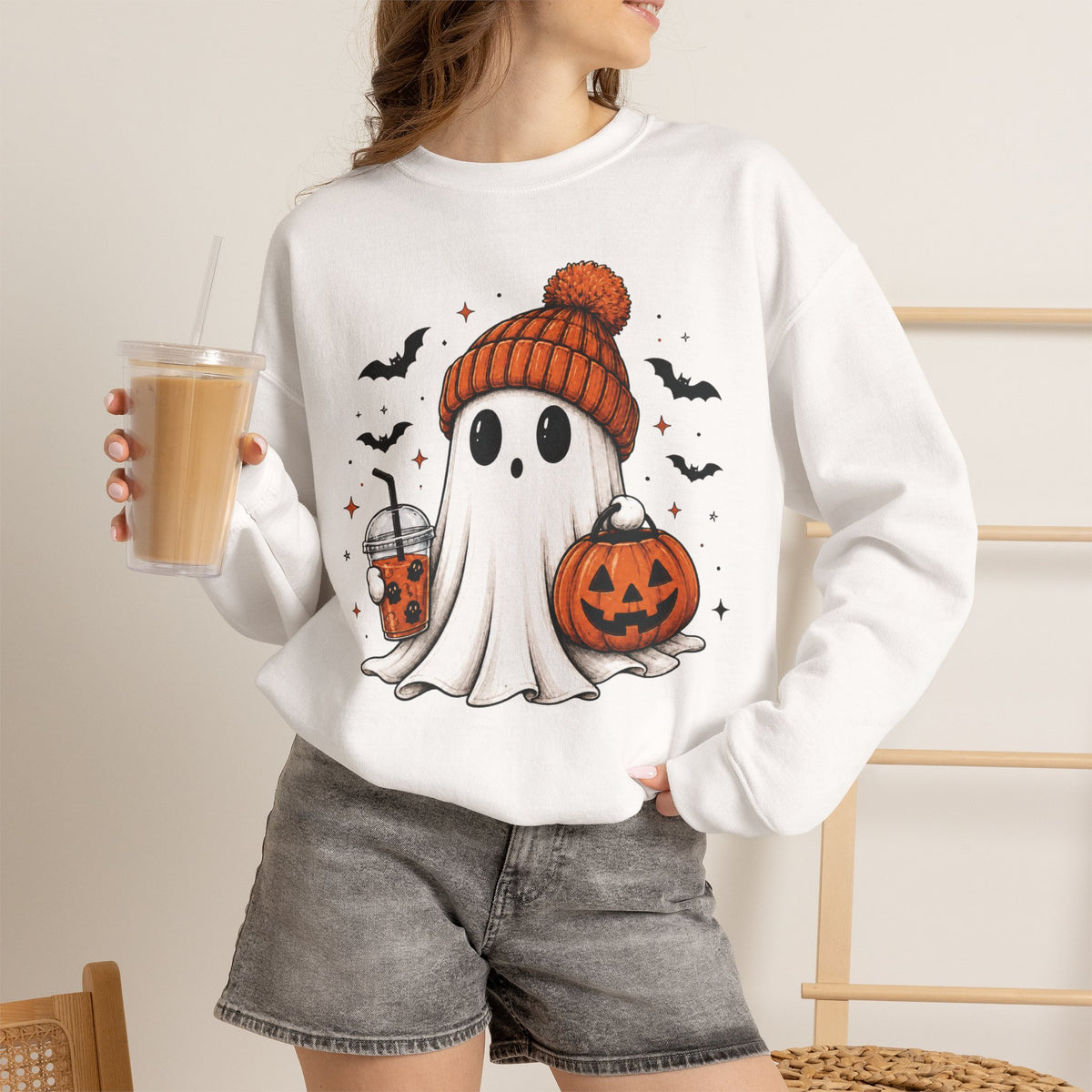 Cozy Ghost & Pumpkin Sweatshirt