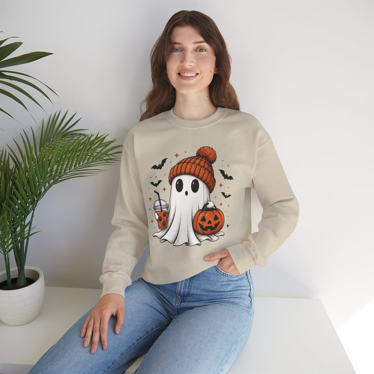 Cozy Ghost & Pumpkin Sweatshirt