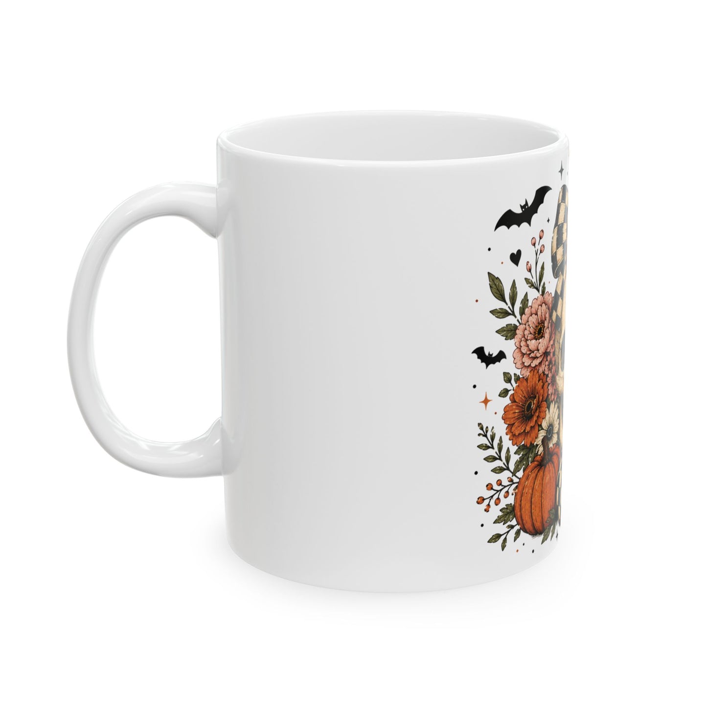 Floral Skull & Pumpkin Mug
