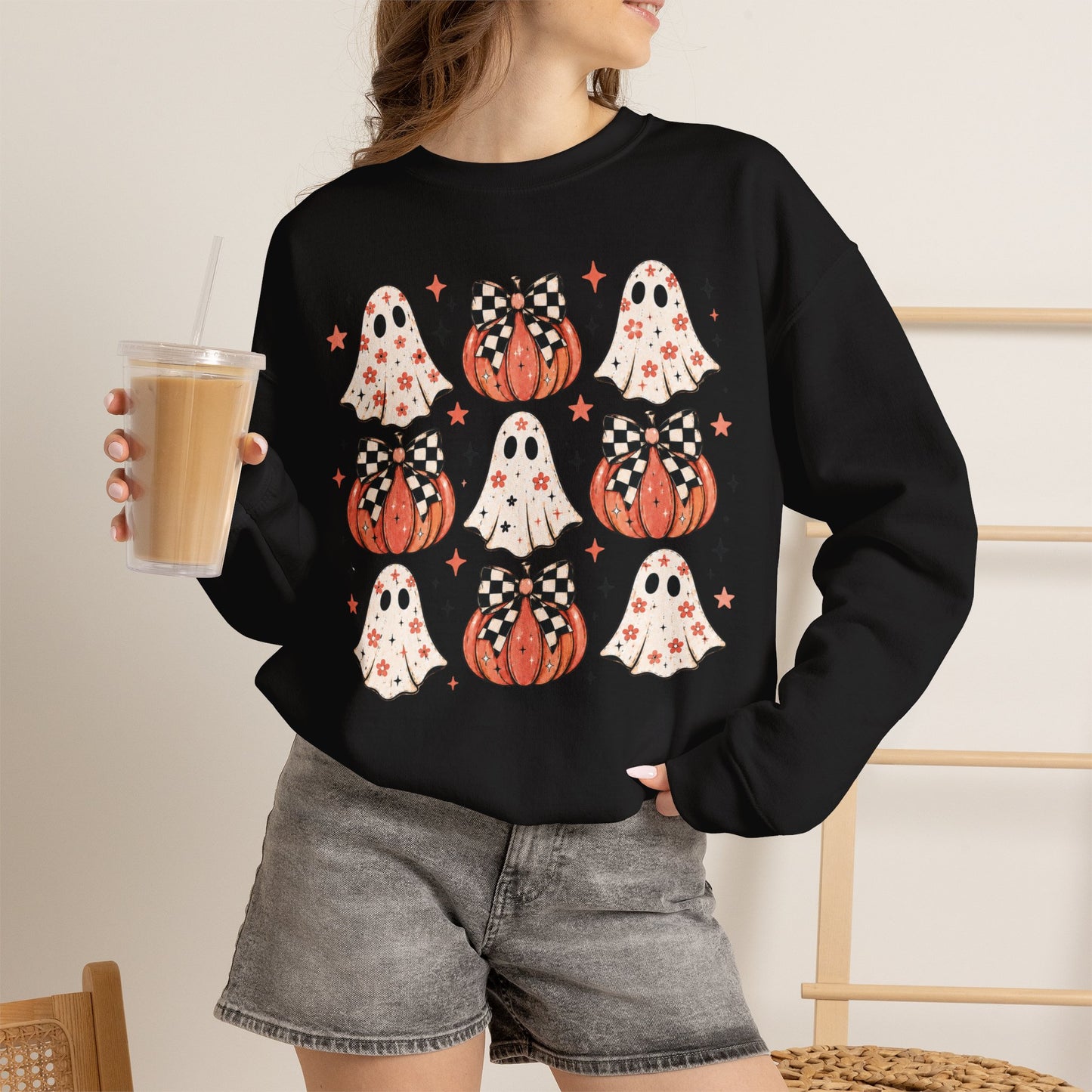 Spooky Ghost & Pumpkin Sweatshirt