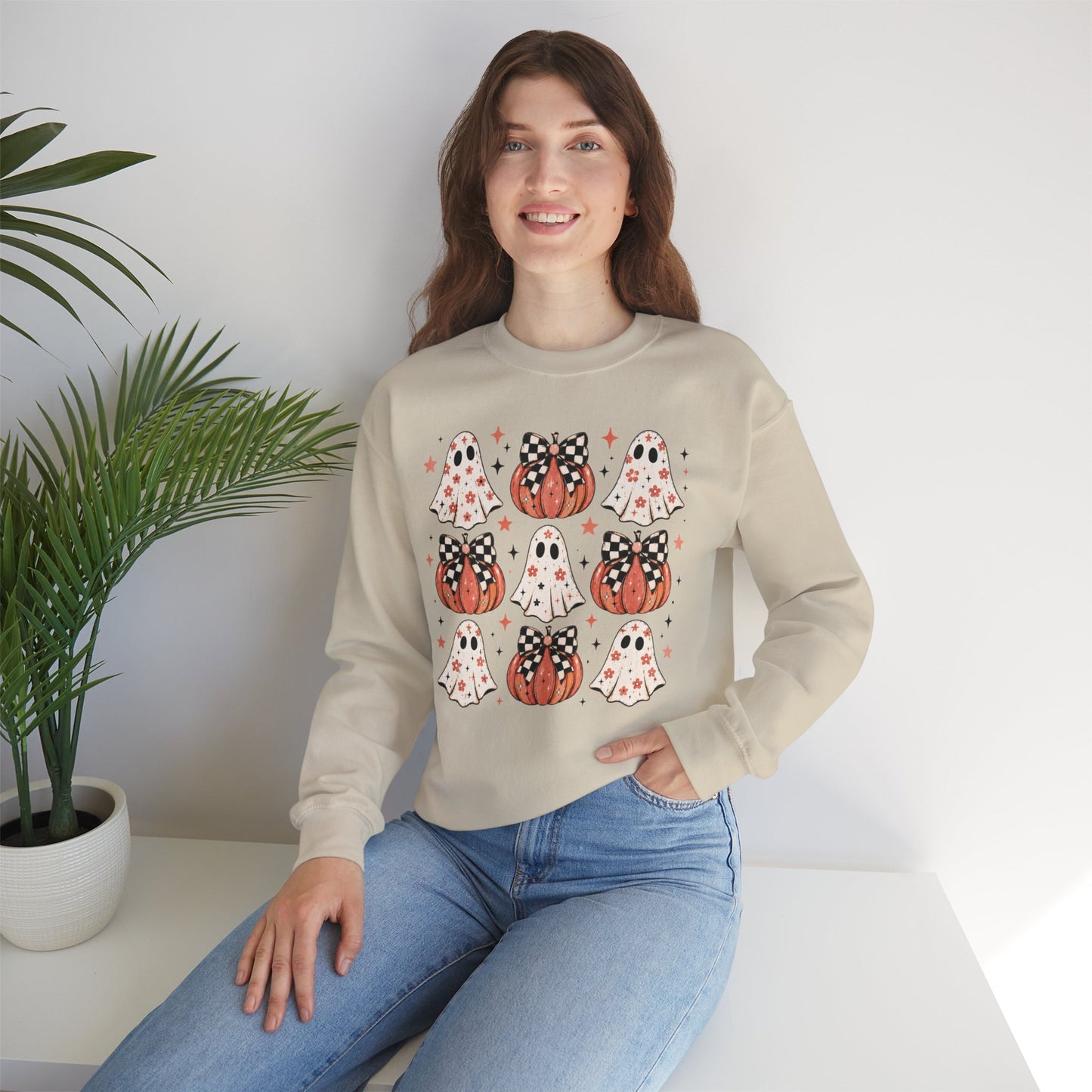 Spooky Ghost & Pumpkin Sweatshirt