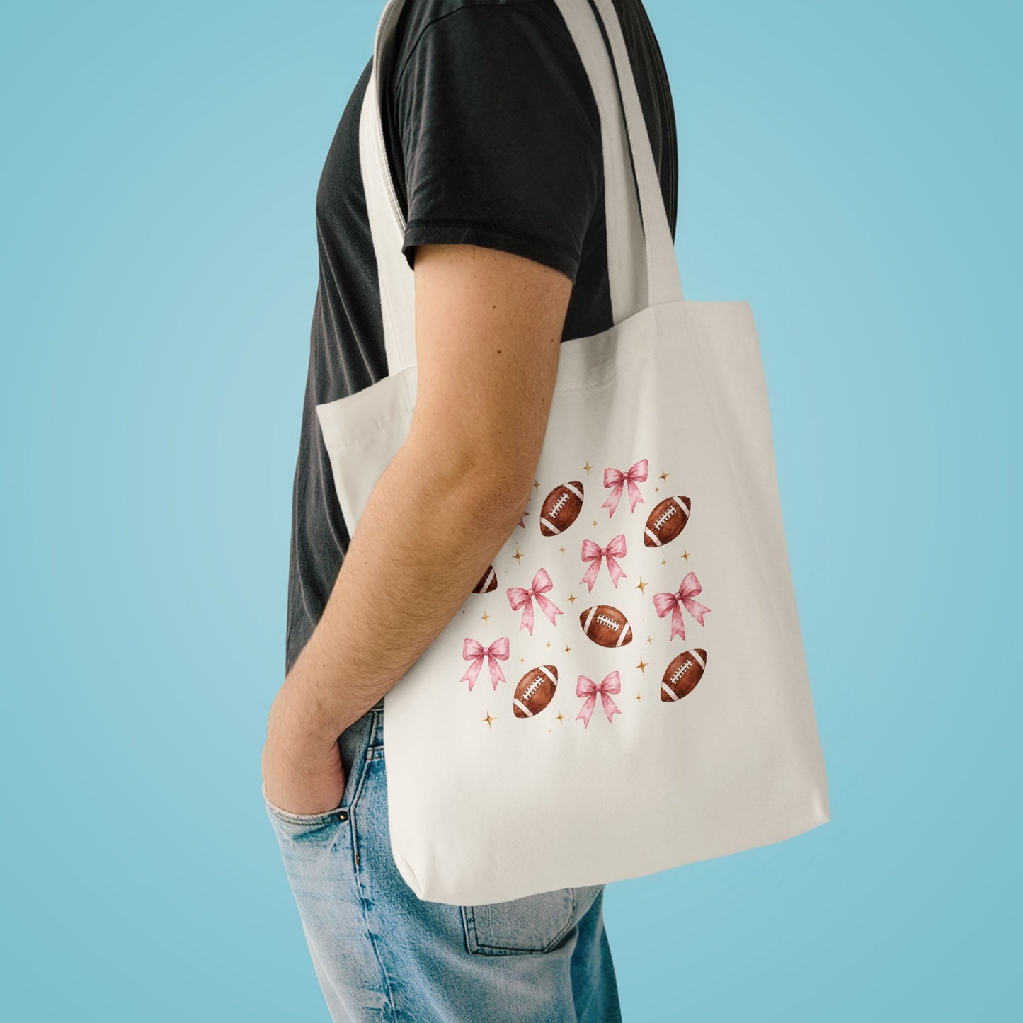 Football & Pink Bows Tote Bag