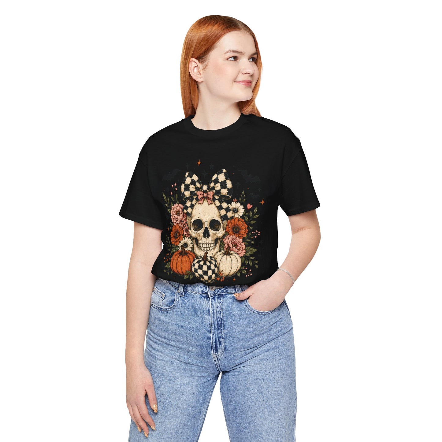 Floral Skull & Pumpkin Tee