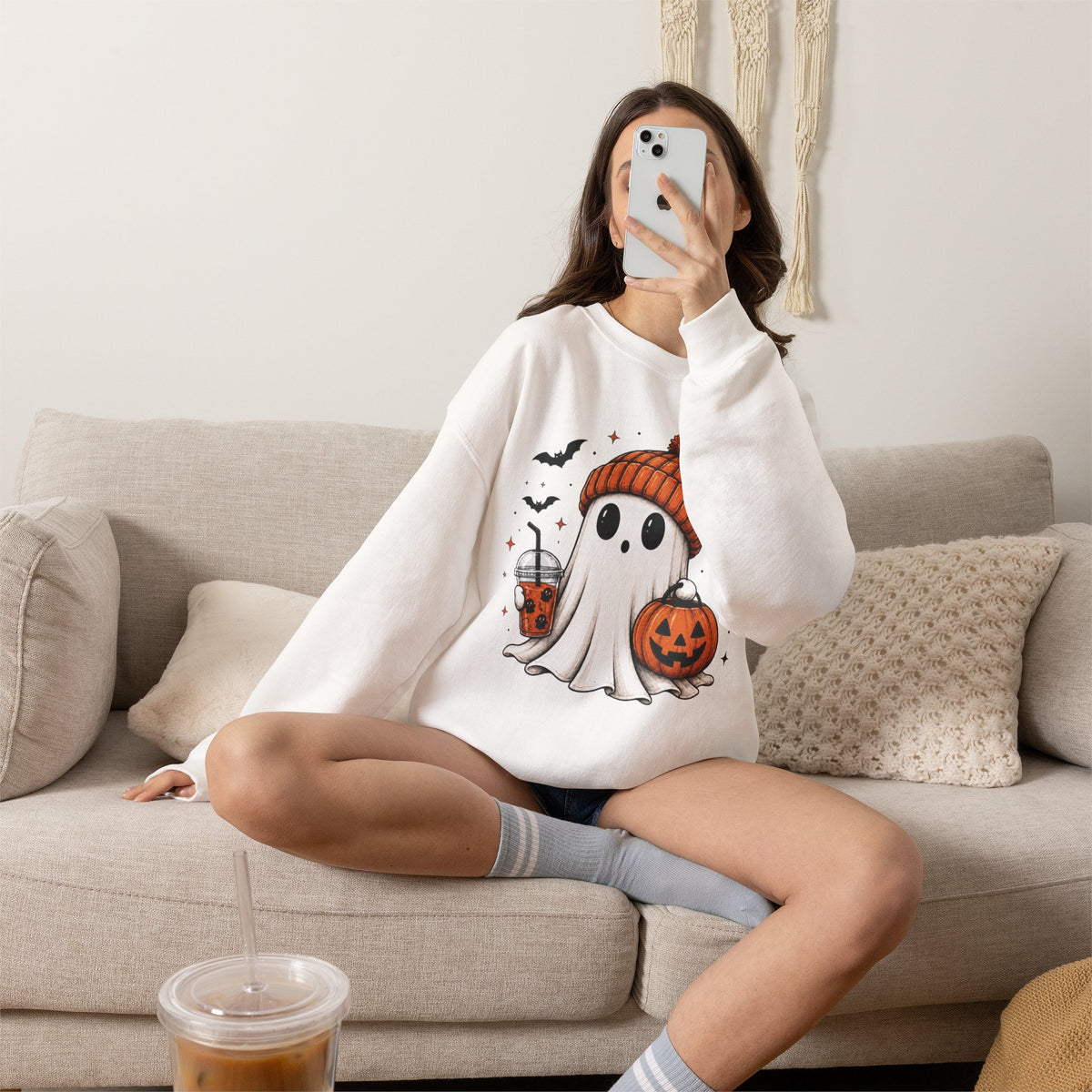 Cozy Ghost & Pumpkin Sweatshirt
