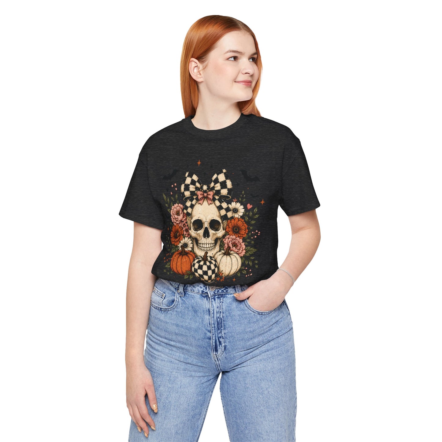 Floral Skull & Pumpkin Tee