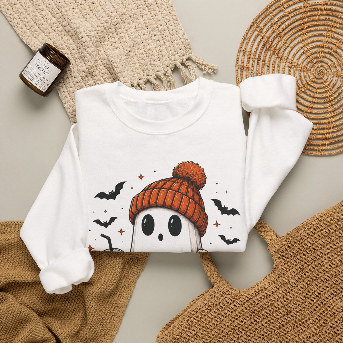 Cozy Ghost & Pumpkin Sweatshirt