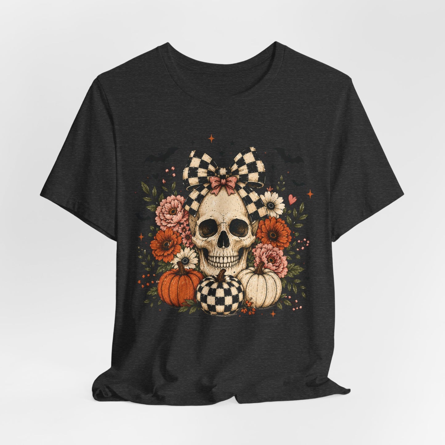Floral Skull & Pumpkin Tee