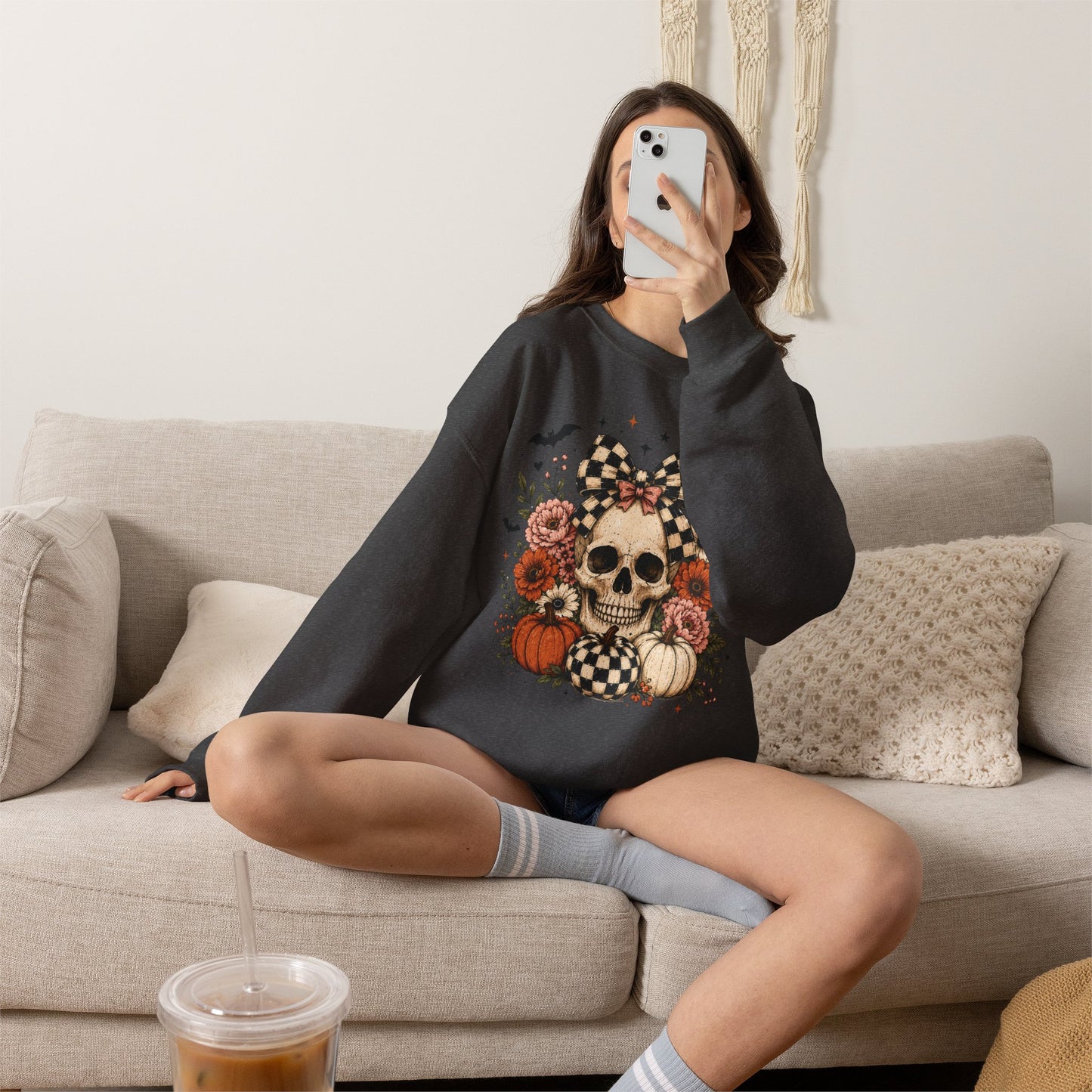 Floral Skull & Pumpkin Sweatshirt