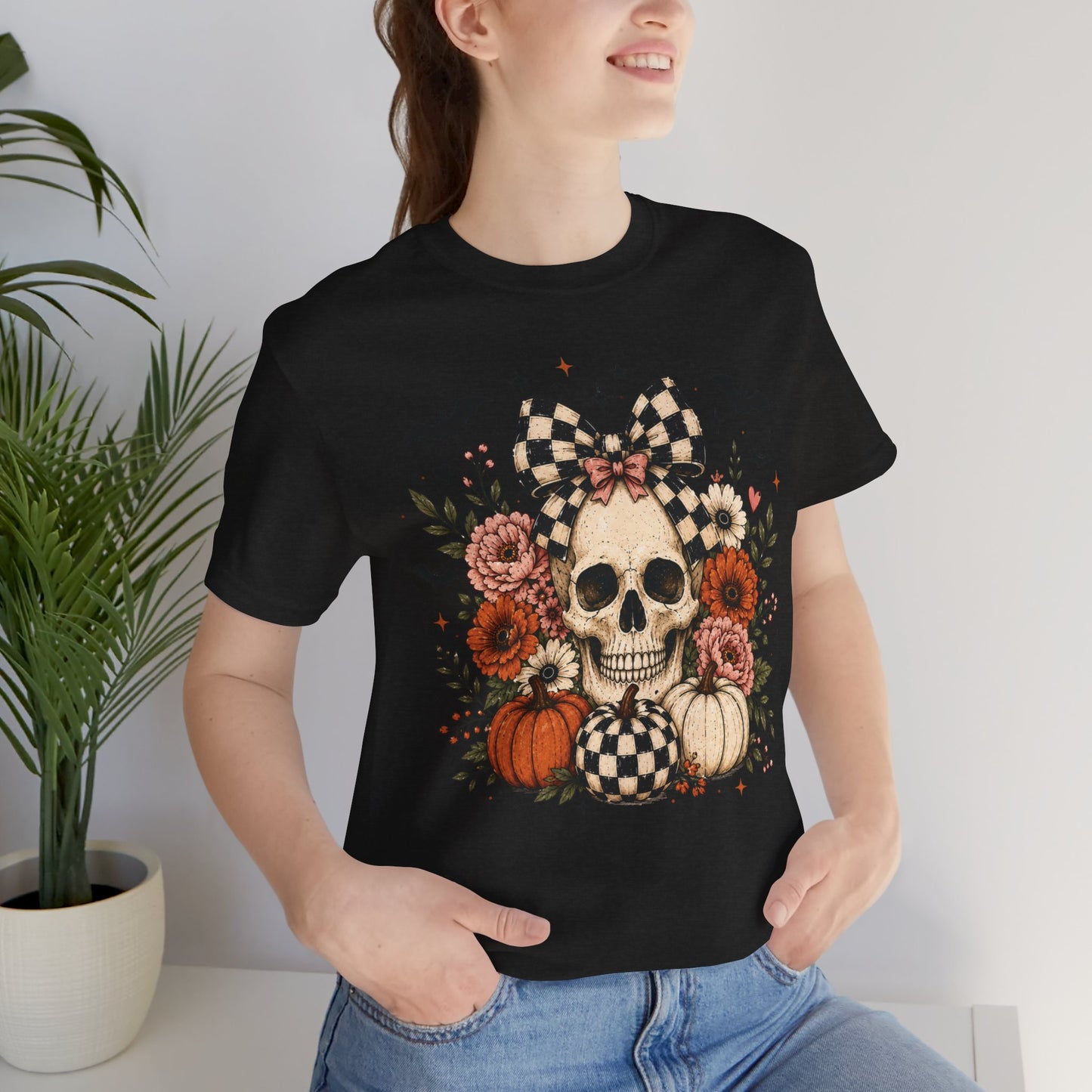 Floral Skull & Pumpkin Tee