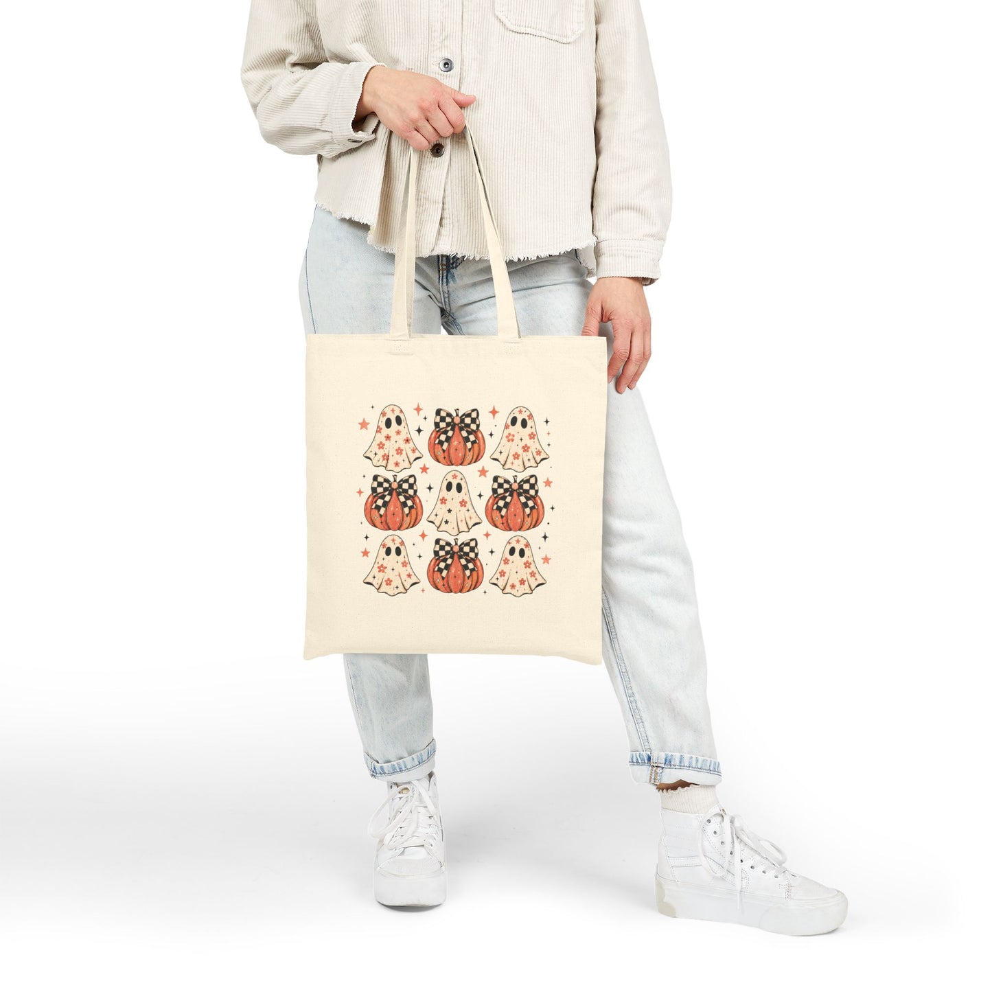 Spooky Ghost & Pumpkin Tote Bag