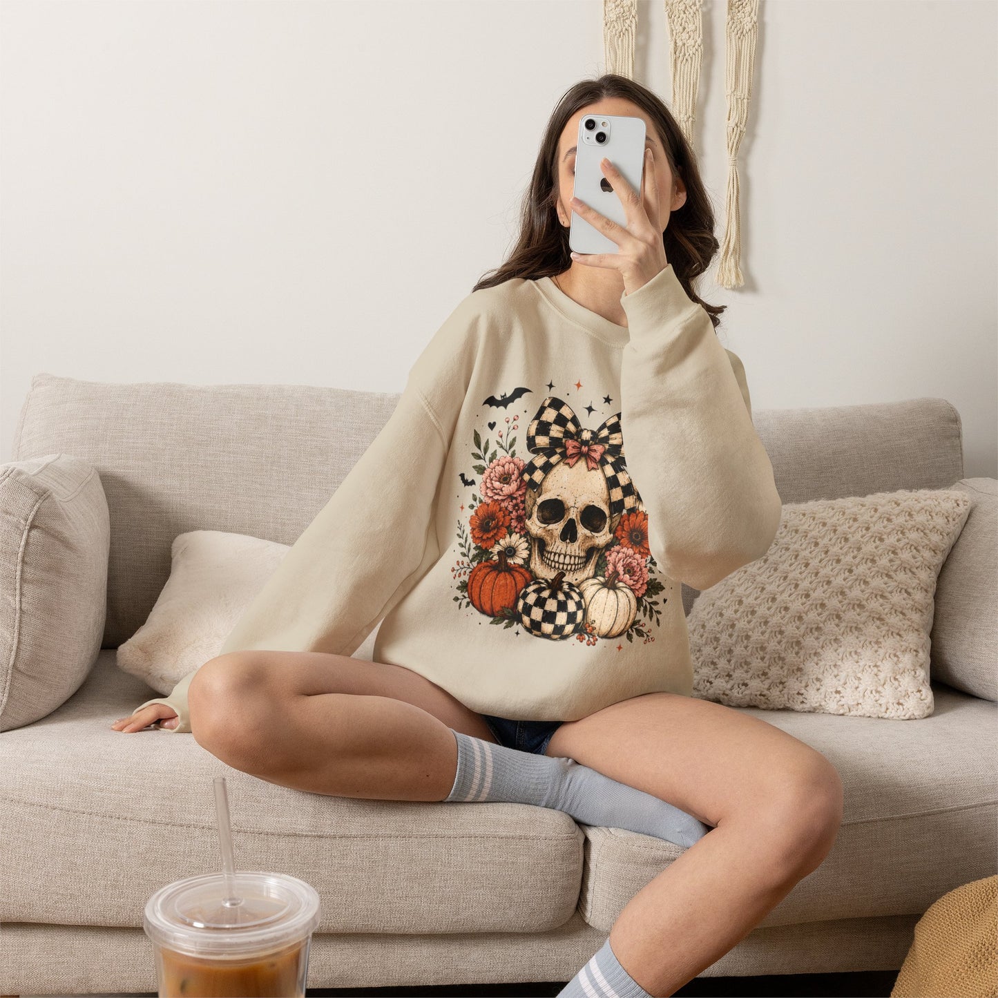 Floral Skull & Pumpkin Sweatshirt