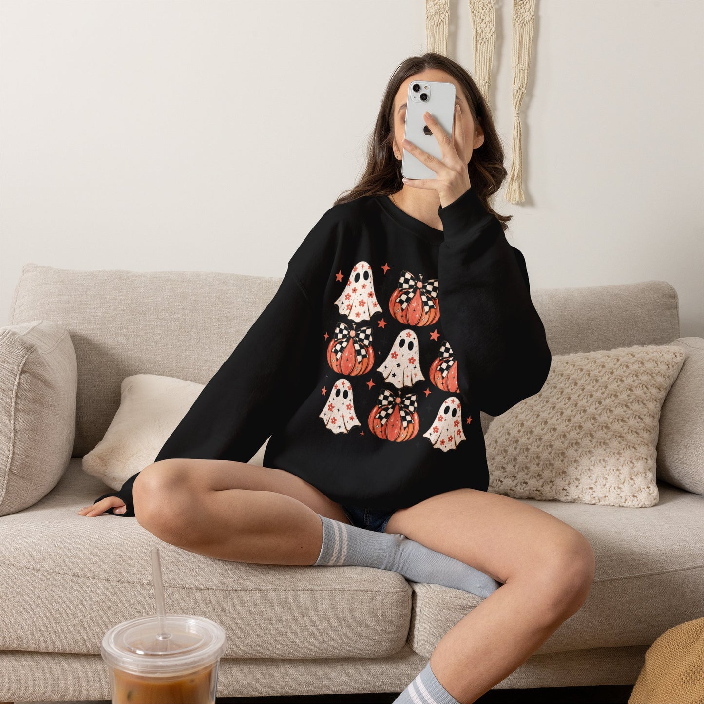 Spooky Ghost & Pumpkin Sweatshirt