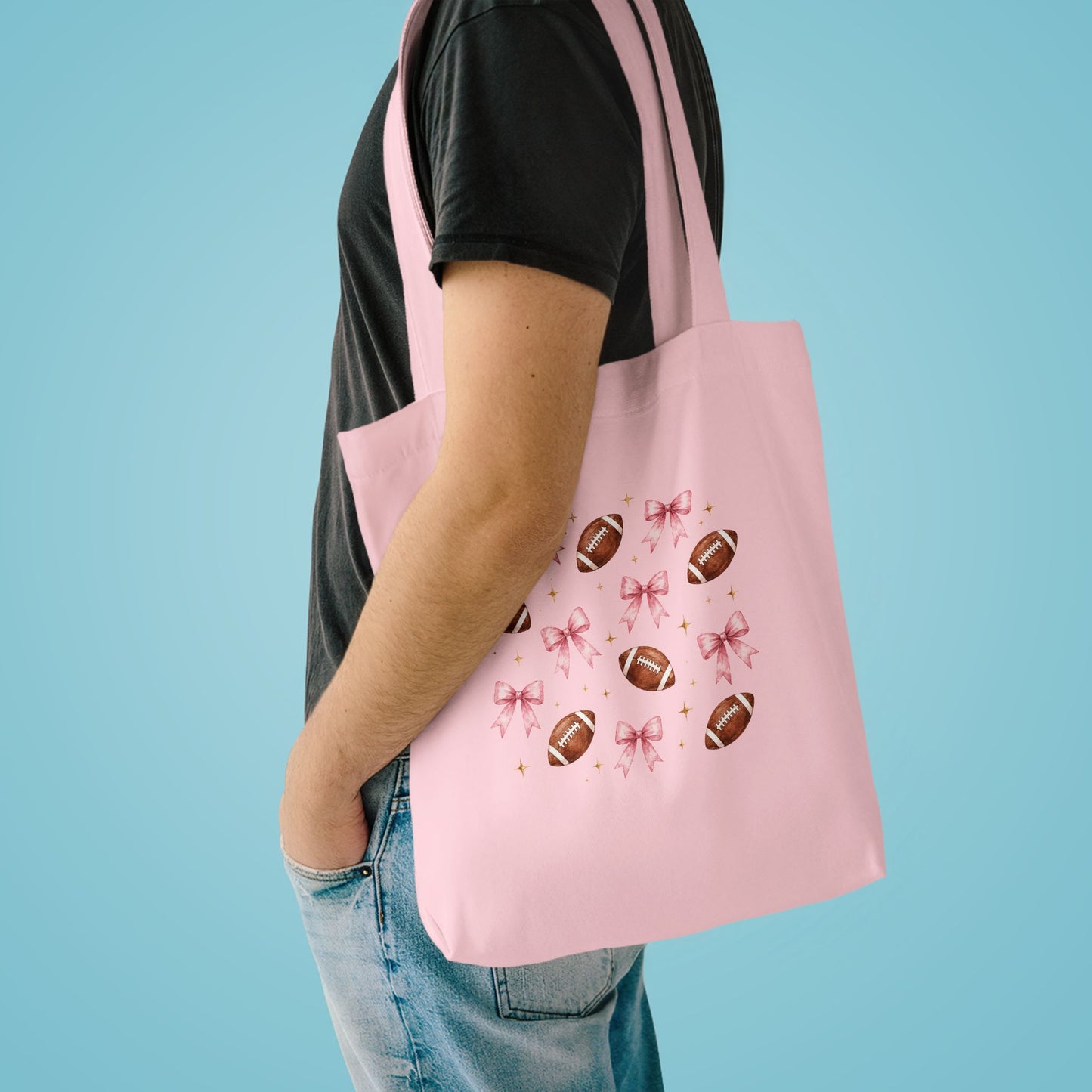 Football & Pink Bows Tote Bag
