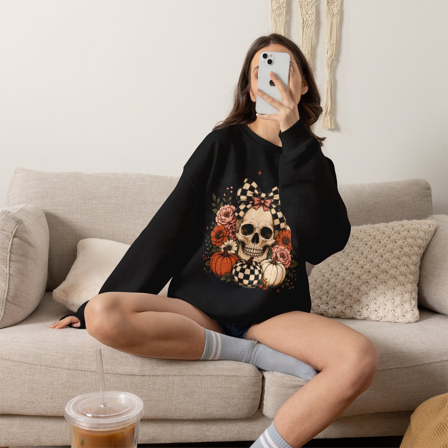 Floral Skull & Pumpkin Sweatshirt