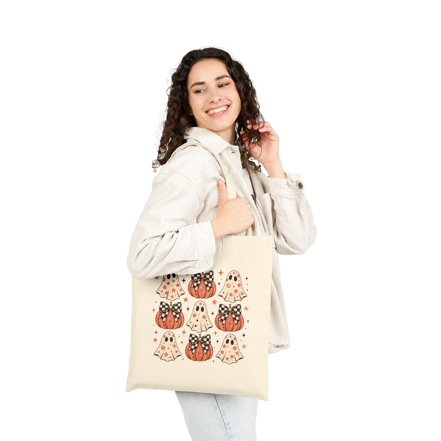 Spooky Ghost & Pumpkin Tote Bag