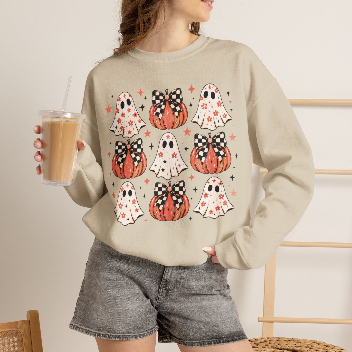 Spooky Ghost & Pumpkin Sweatshirt