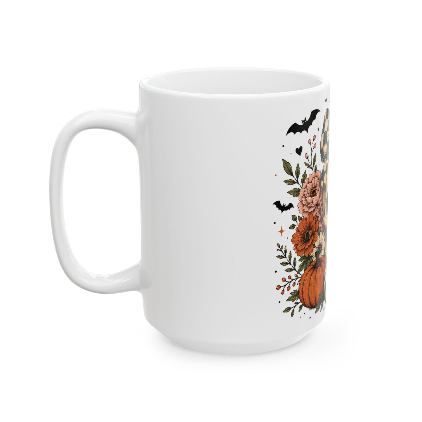 Floral Skull & Pumpkin Mug