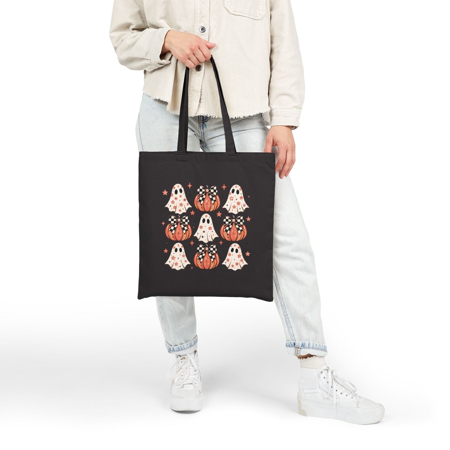 Spooky Ghost & Pumpkin Tote Bag