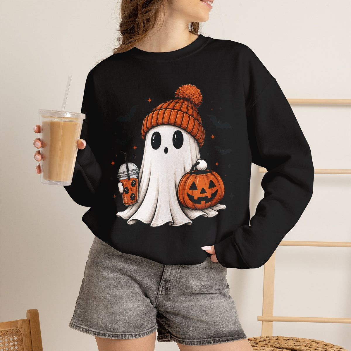 Cozy Ghost & Pumpkin Sweatshirt