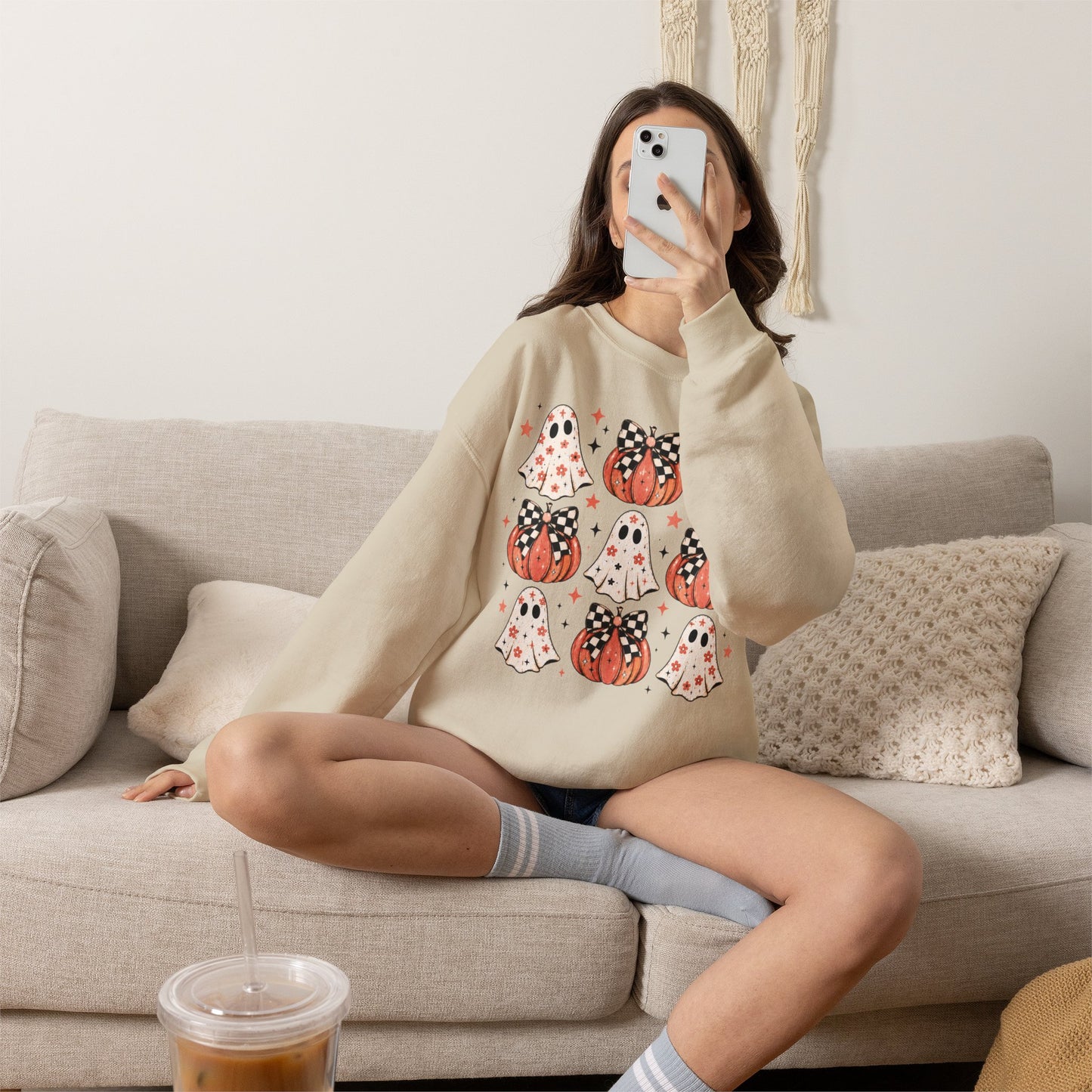 Spooky Ghost & Pumpkin Sweatshirt