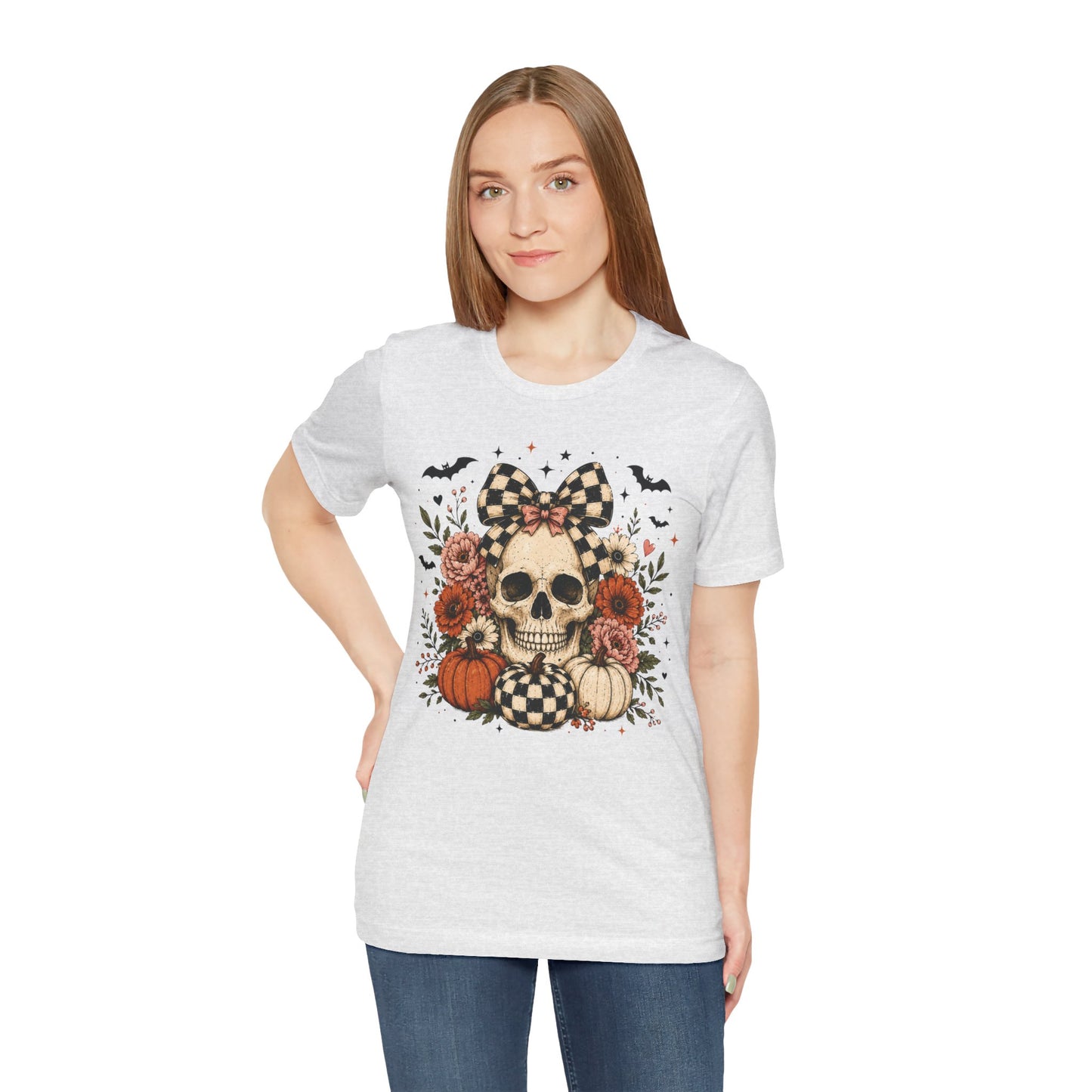 Floral Skull & Pumpkin Tee