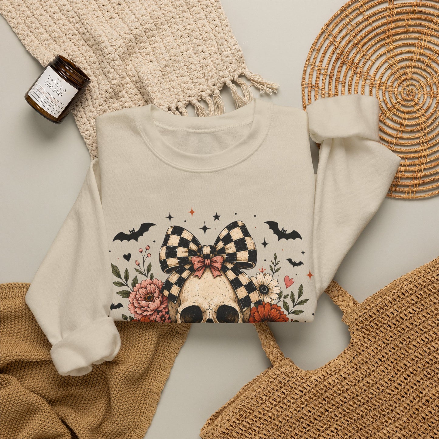 Floral Skull & Pumpkin Sweatshirt