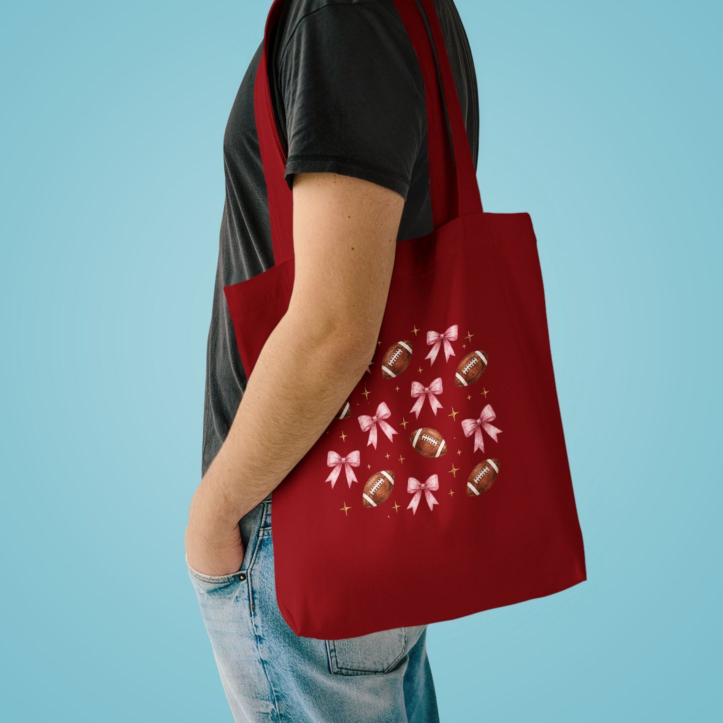 Football & Pink Bows Tote Bag