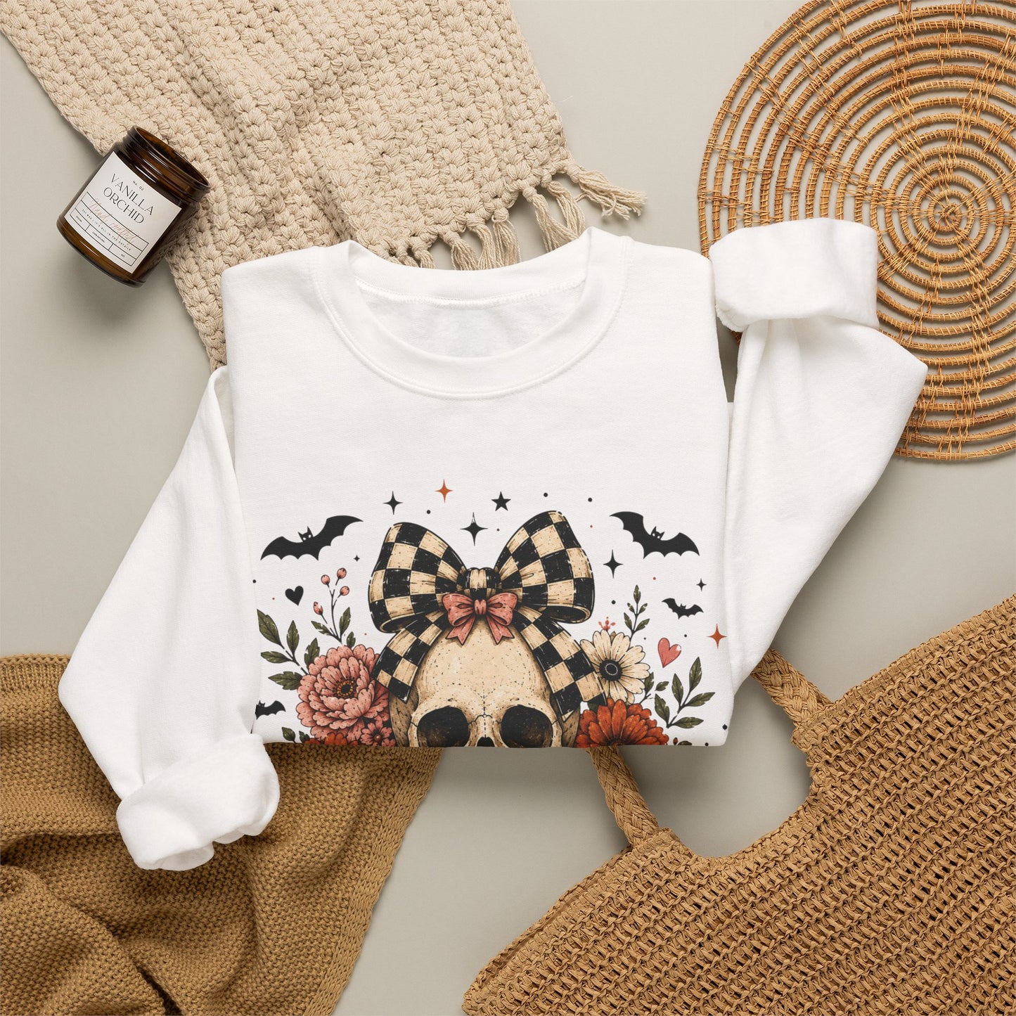 Floral Skull & Pumpkin Sweatshirt