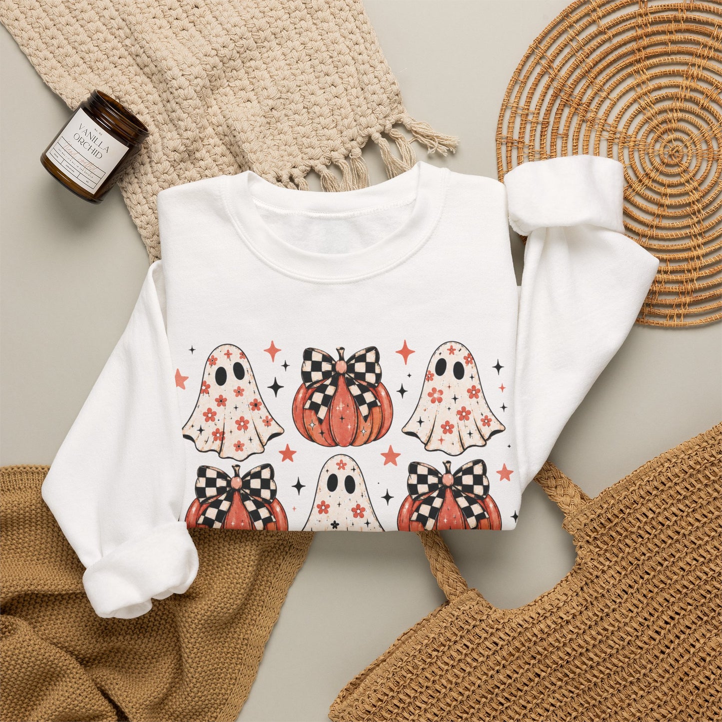 Spooky Ghost & Pumpkin Sweatshirt