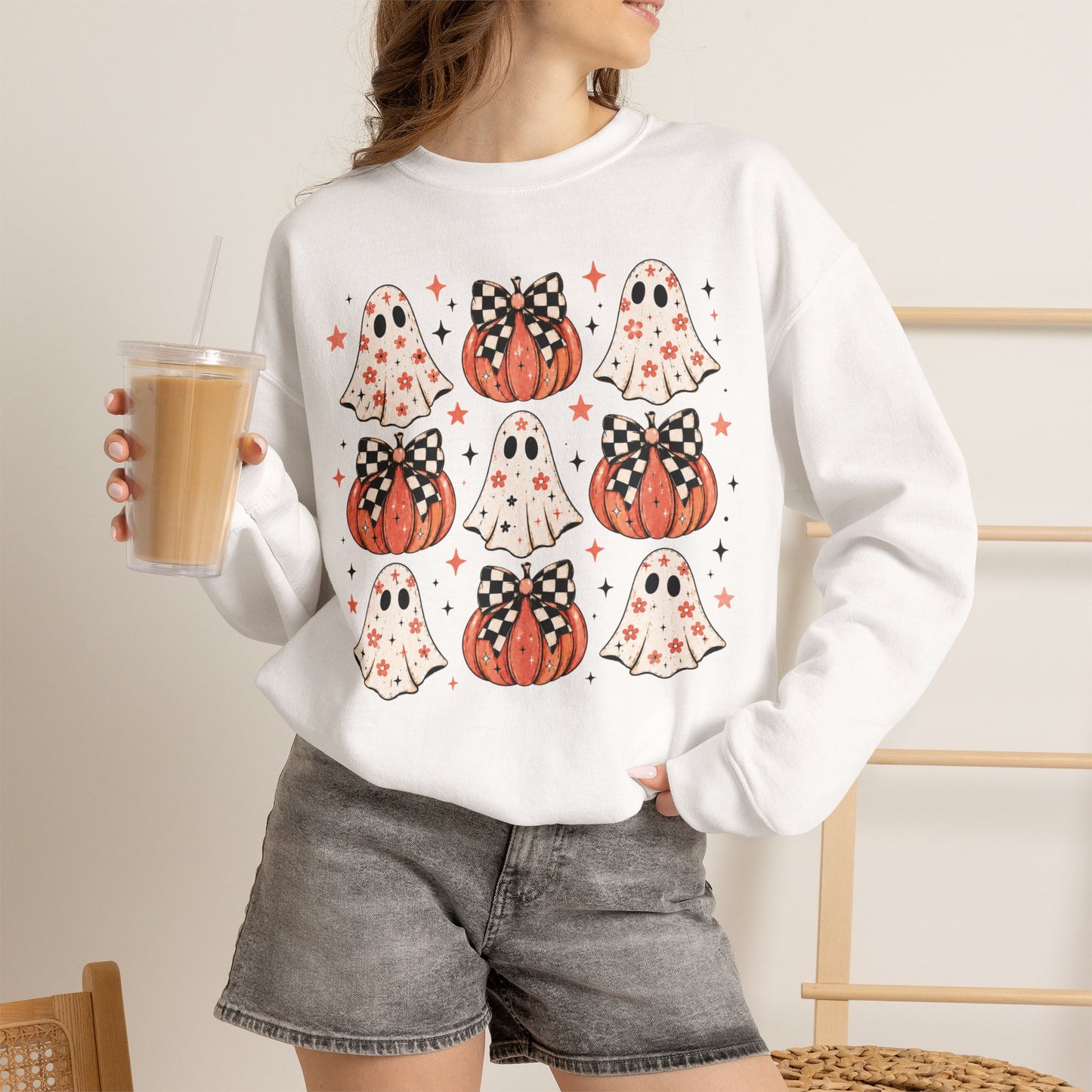 Spooky Ghost & Pumpkin Sweatshirt