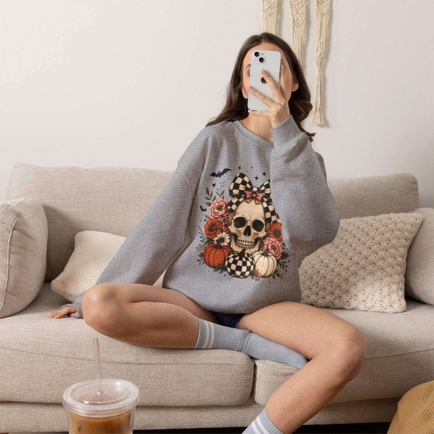 Floral Skull & Pumpkin Sweatshirt