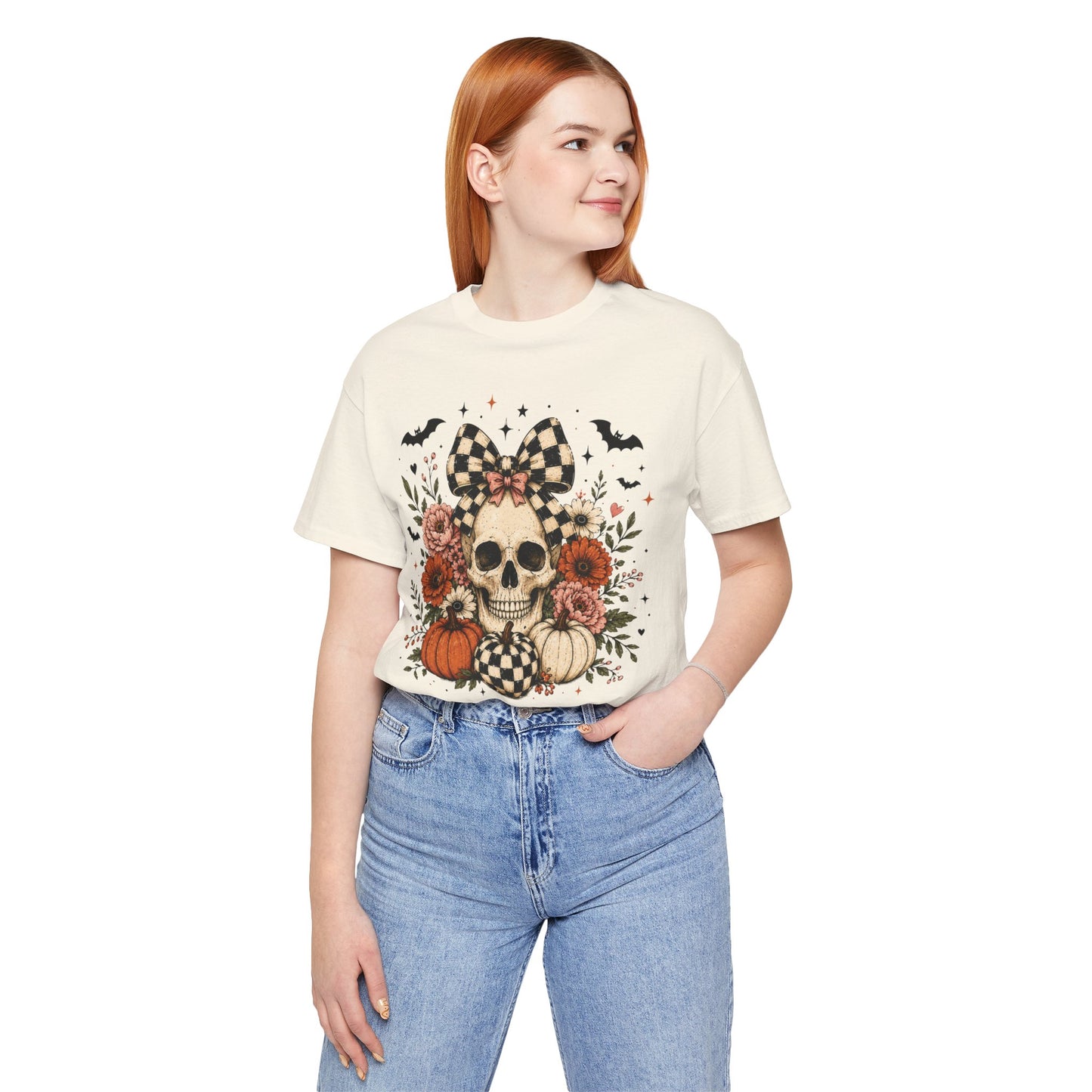 Floral Skull & Pumpkin Tee
