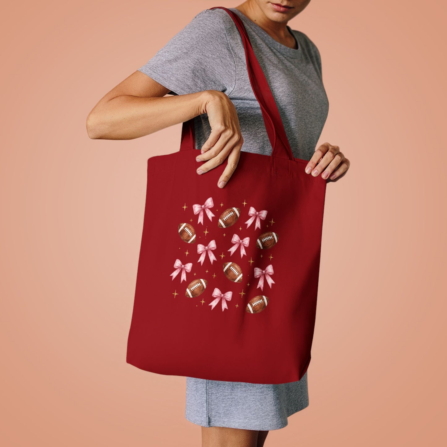 Football & Pink Bows Tote Bag