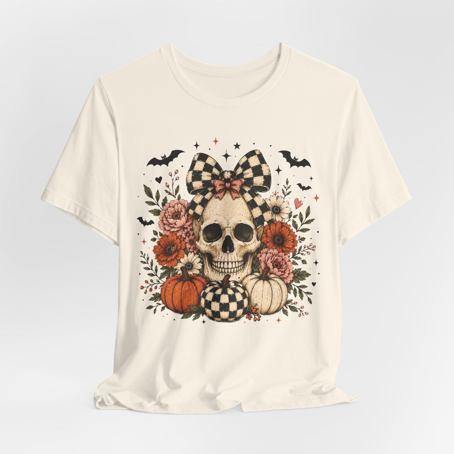 Floral Skull & Pumpkin Tee