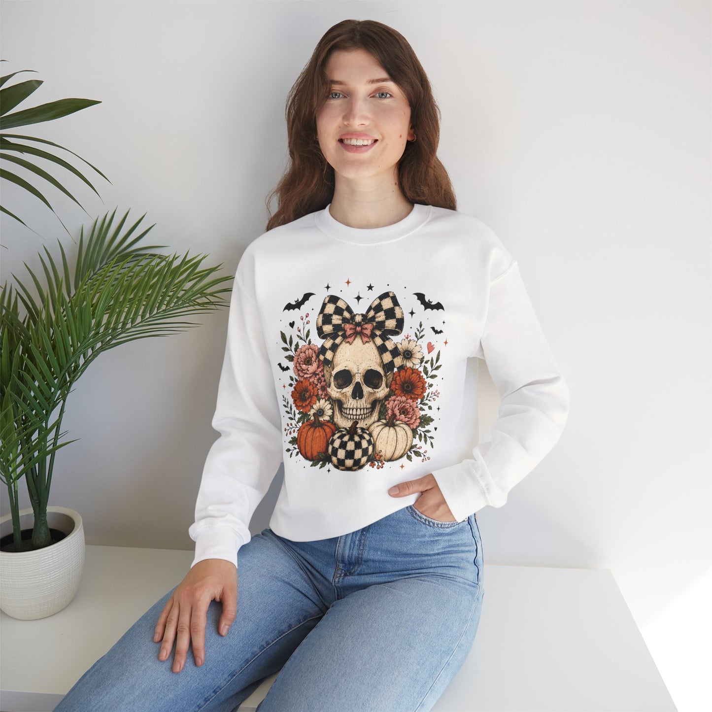 Floral Skull & Pumpkin Sweatshirt