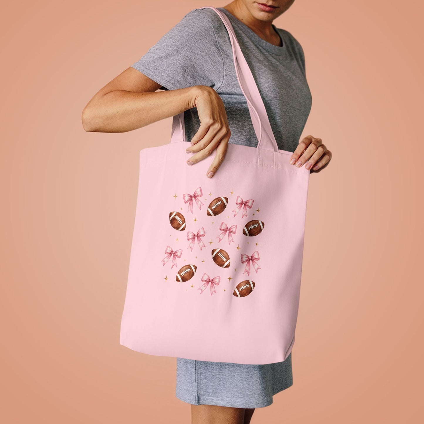 Football & Pink Bows Tote Bag