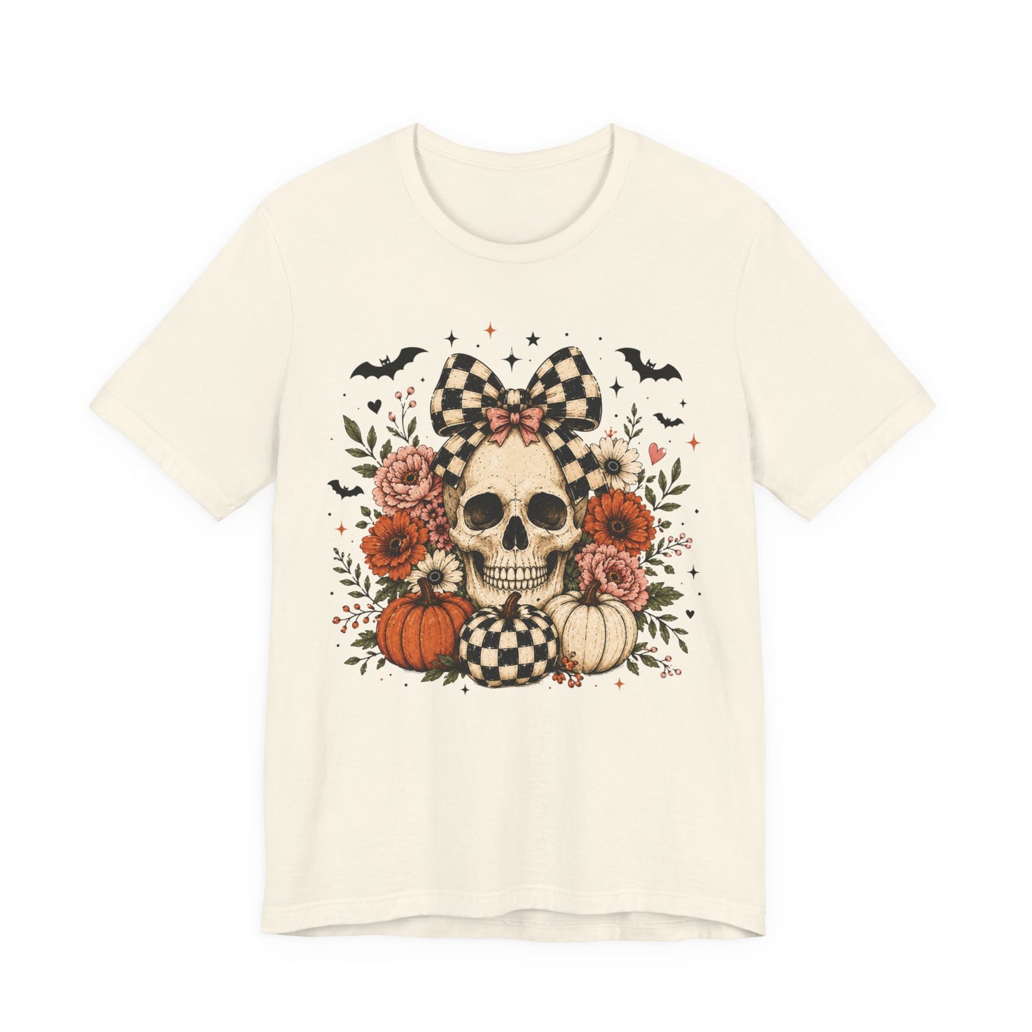 Floral Skull & Pumpkin Tee