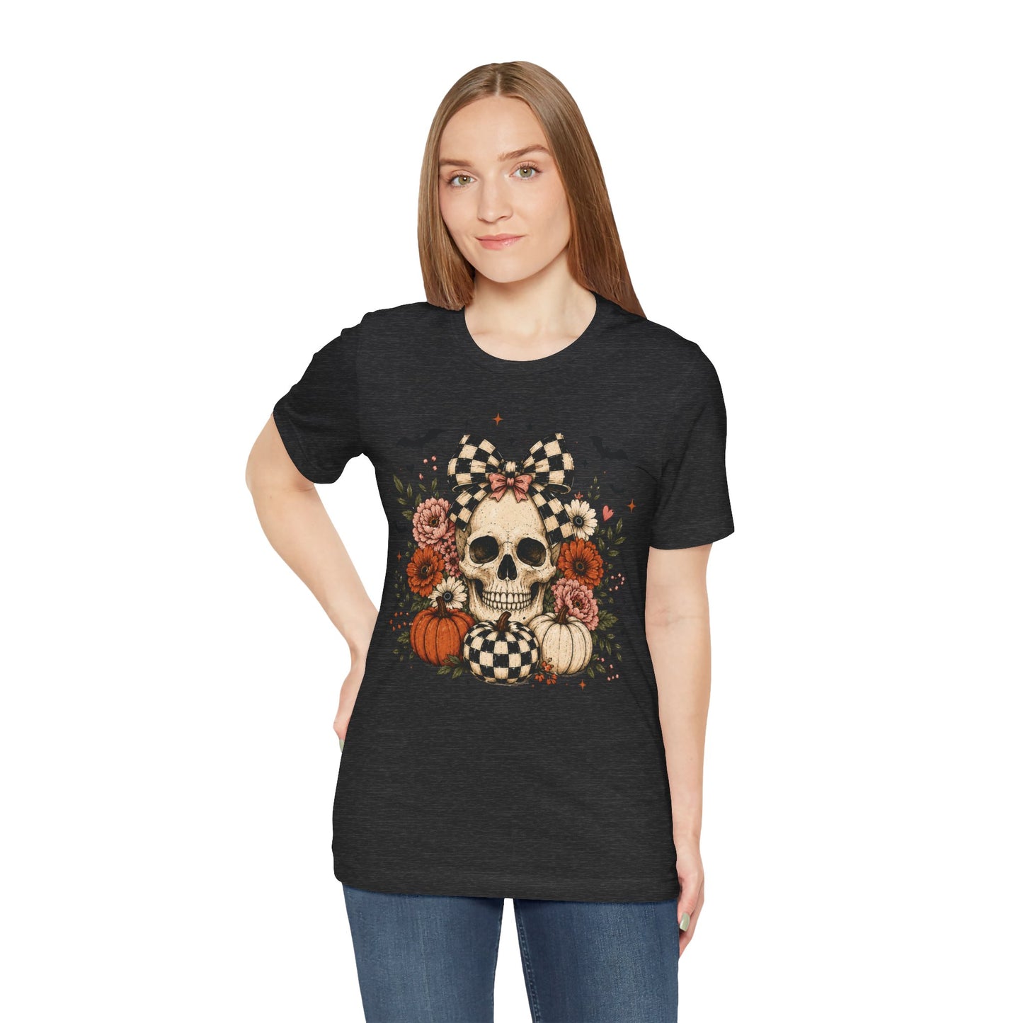 Floral Skull & Pumpkin Tee
