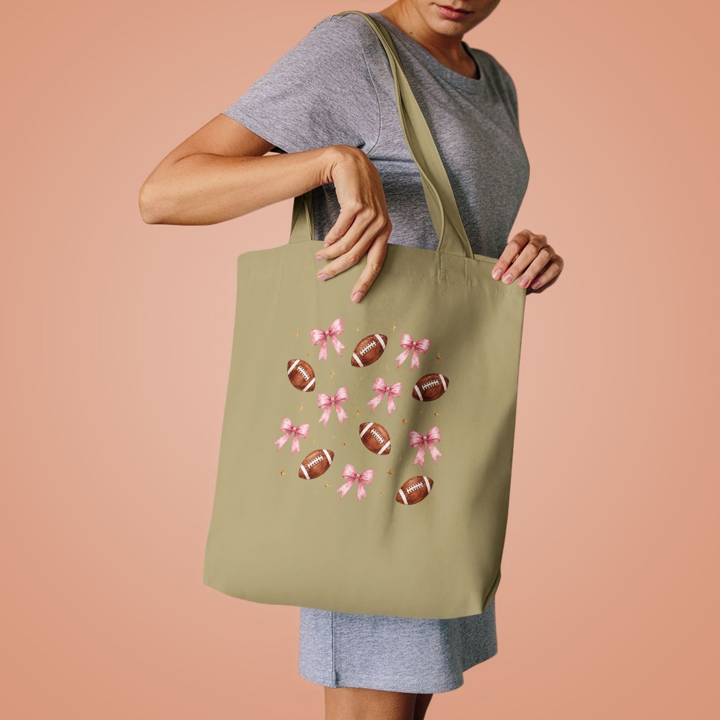 Football & Pink Bows Tote Bag