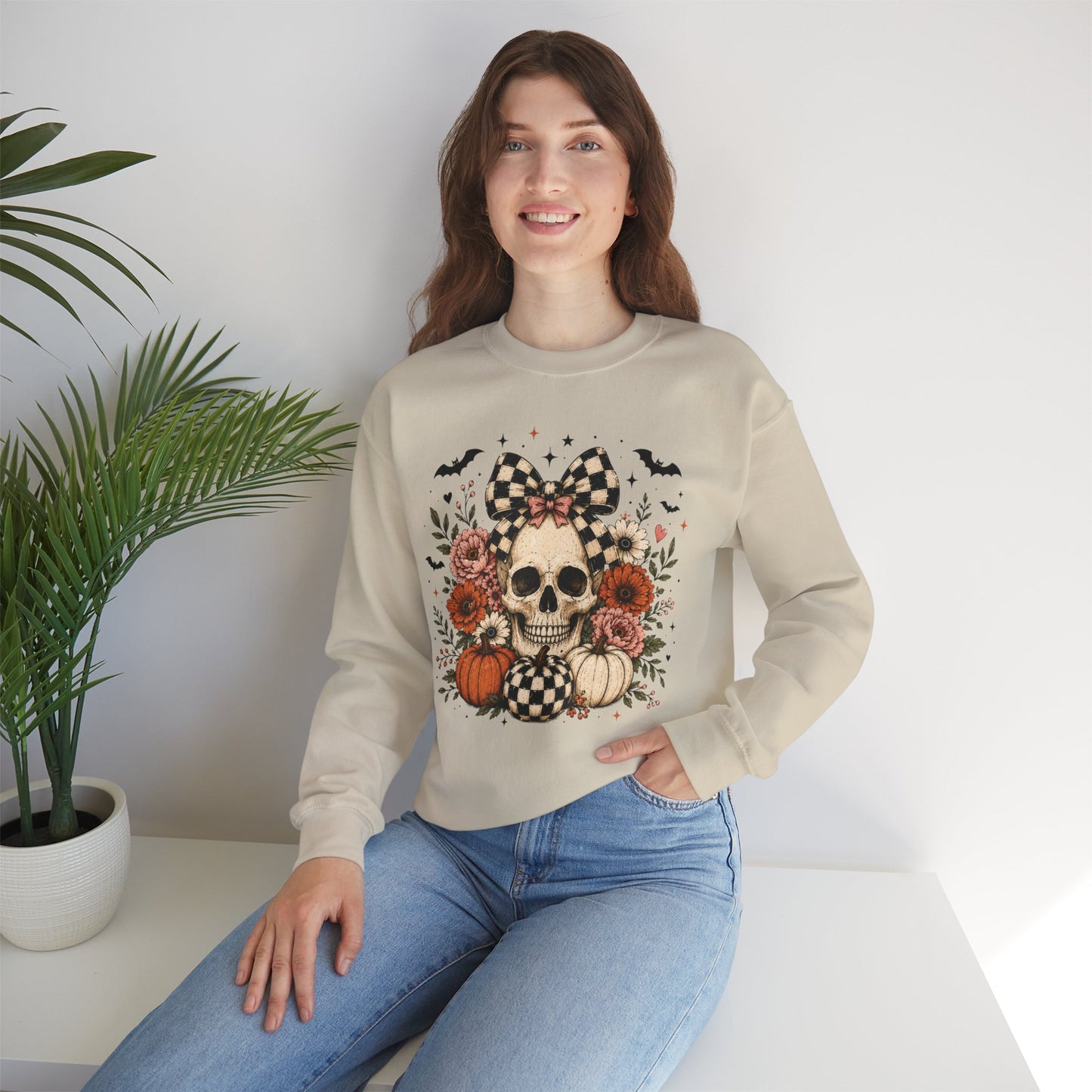Floral Skull & Pumpkin Sweatshirt