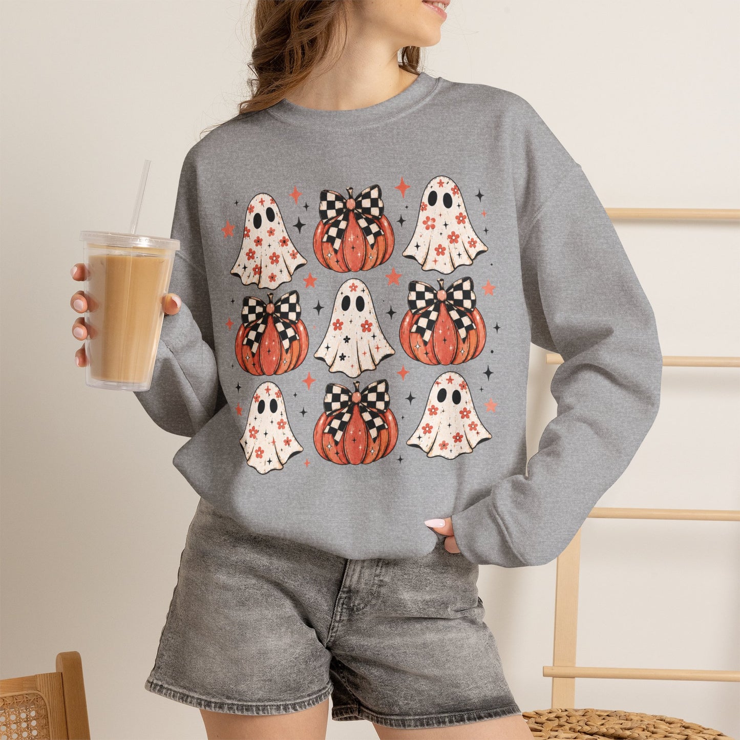 Spooky Ghost & Pumpkin Sweatshirt