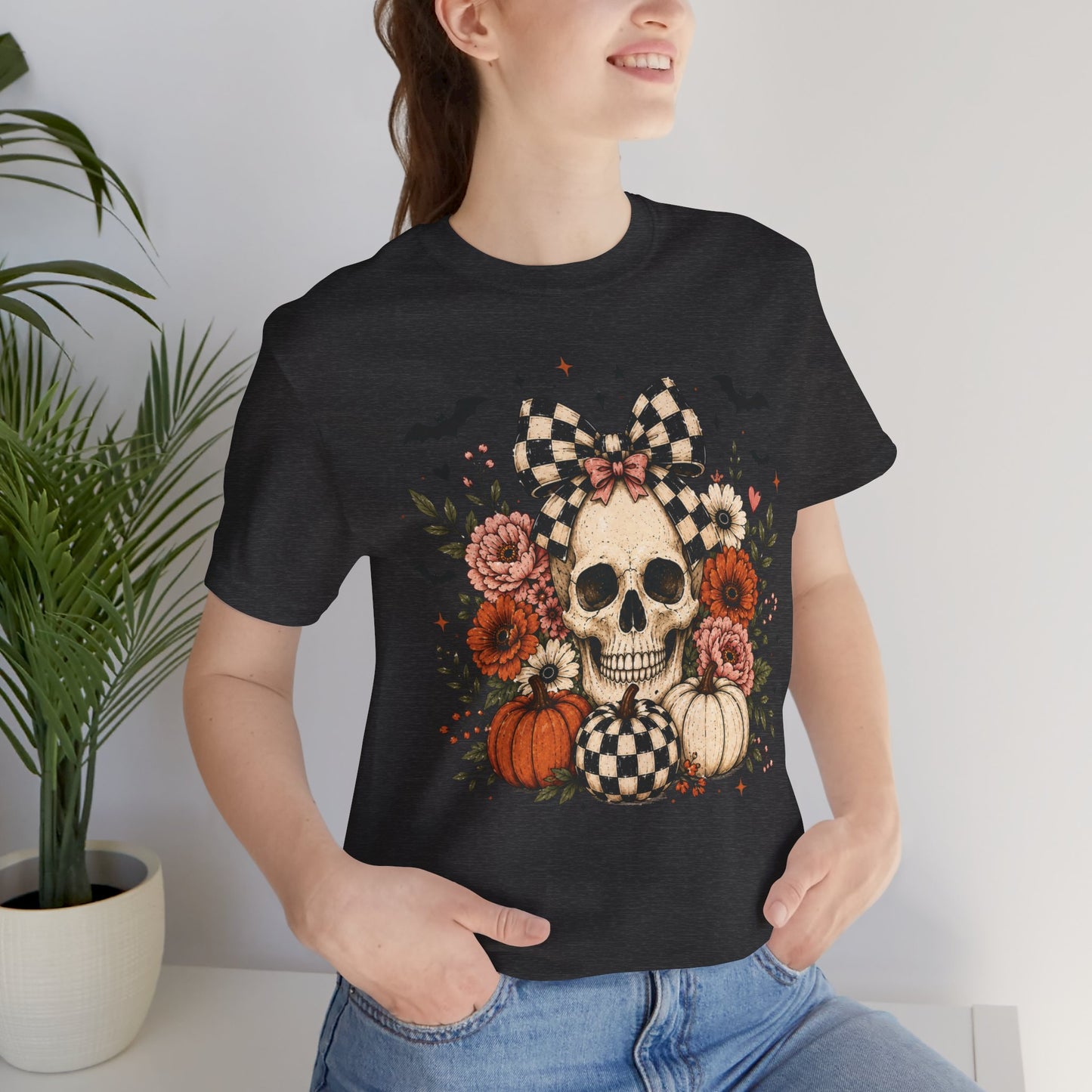 Floral Skull & Pumpkin Tee